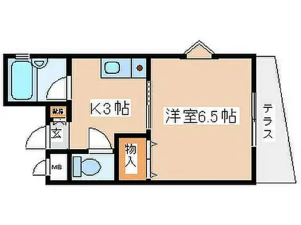 神戸高速東西線 西代駅 徒歩10分 2階建 築27年(1K/1階)の間取り写真