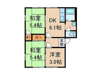 JR和歌山線 岩出駅 徒歩23分 2階建 築33年(3DK/1階)の間取り写真