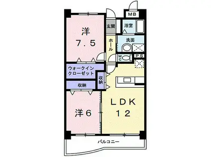 アズゥール(2LDK/1階)の間取り写真