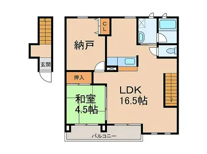 JR和歌山線 岩出駅 徒歩32分 2階建 築21年(1SLDK/2階)の間取り写真