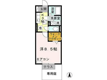 シエスタ学園南(1K/1階)の間取り写真