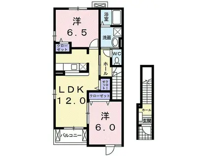 パトラI(2LDK/2階)の間取り写真