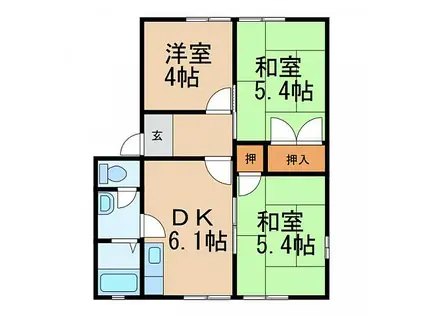 JR和歌山線 岩出駅 徒歩40分 2階建 築28年(3DK/1階)の間取り写真