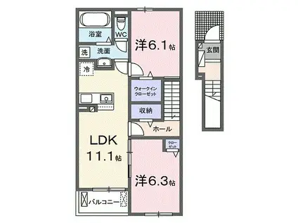 ルミエール II(2LDK/2階)の間取り写真