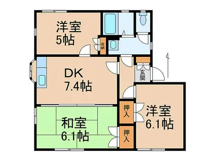 JR和歌山線 岩出駅 徒歩24分 2階建 築34年(3DK/1階)の間取り写真