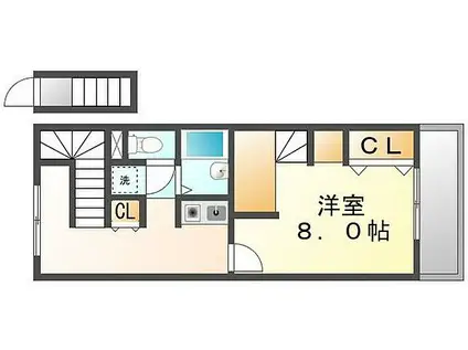 JR予讃線 端岡駅 徒歩12分 2階建 築17年(1K/2階)の間取り写真