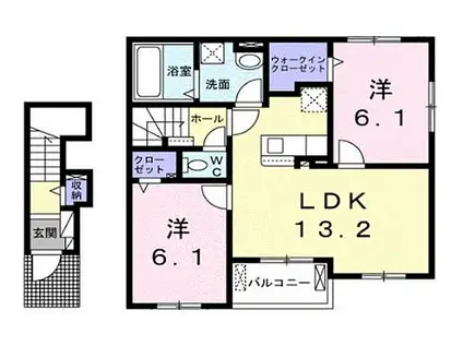 JR高徳線 志度駅 徒歩15分 2階建 築1年(2LDK/2階)の間取り写真