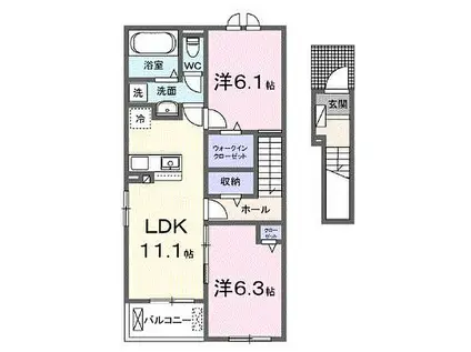 高松琴平電気鉄道志度線 八栗駅 徒歩29分 2階建 築1年(2LDK/2階)の間取り写真