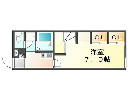 JR予讃線 宇多津駅 徒歩7分 2階建 築18年(1K/2階)の間取り写真