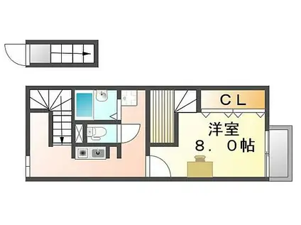 JR予讃線 端岡駅 徒歩11分 2階建 築16年(1K/2階)の間取り写真