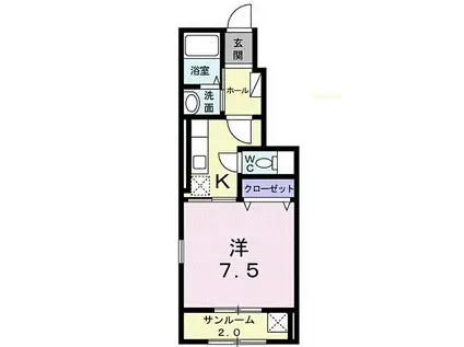 JR土讃線 金蔵寺駅 徒歩40分 2階建 築10年(1K/1階)の間取り写真