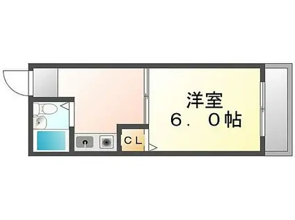 JR高徳線 高松駅(香川) 徒歩13分 3階建 築36年(1K/2階)の間取り写真