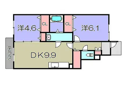 シャルマンハウス(2DK/1階)の間取り写真