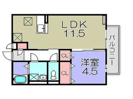 セジュールアースマーシIII(1LDK/2階)の間取り写真
