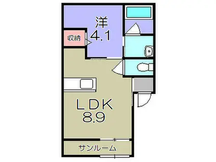 CAネオシャンティ(1LDK/1階)の間取り写真