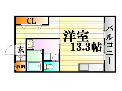 山田ビル(ワンルーム/2階)の間取り写真