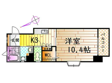 JR可部線 可部駅 徒歩10分 4階建 築22年(1K/4階)の間取り写真