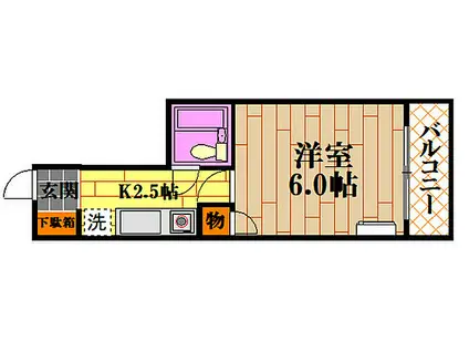 JR可部線 可部駅 徒歩16分 7階建 築34年(1K/2階)の間取り写真