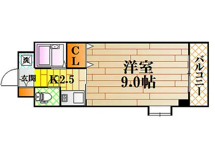 ハ-トフルハイツ梶岡(1K/2階)の間取り写真
