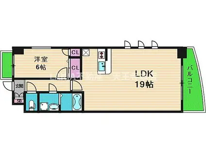 セレッソコート上本町イースト(1LDK/2階)の間取り写真