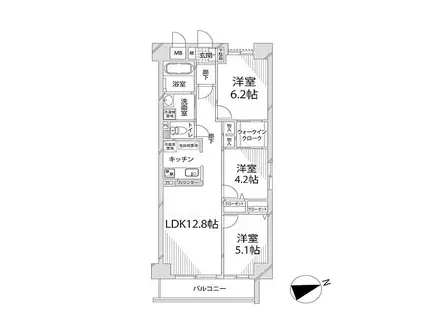 キャッスルコート岩端(3LDK/3階)の間取り写真