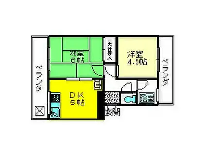 末広マンション(2DK/2階)の間取り写真