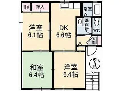 シャーメゾン高栄 A棟(3DK/2階)の間取り写真