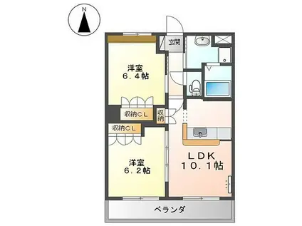 ルミナスハイム櫻(2LDK/2階)の間取り写真