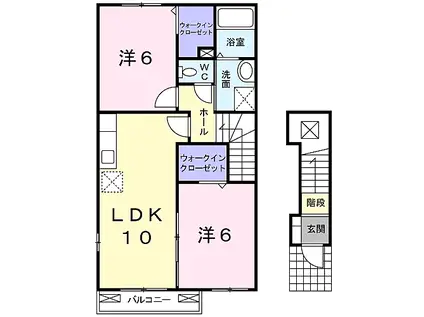 JR宇部線 丸尾駅 徒歩26分 2階建 築17年(2LDK/2階)の間取り写真