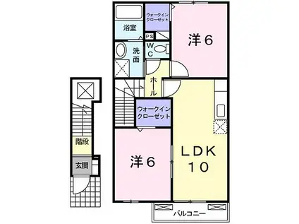 プロムナ-ド安富A(2LDK/2階)の間取り写真