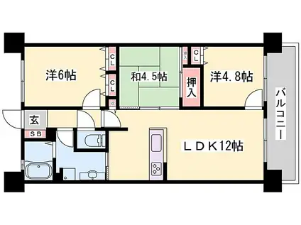 インプレスト姫路・飾磨(3LDK/7階)の間取り写真