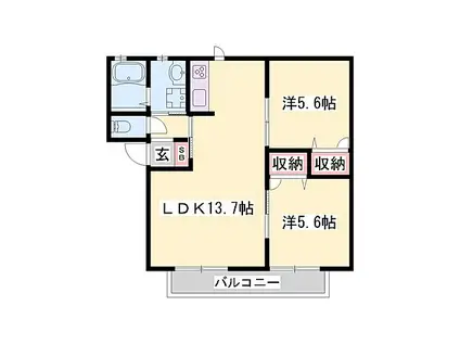 サンコート赤坂(2LDK/2階)の間取り写真