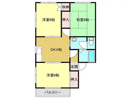 山陽電鉄本線 尾上の松駅 徒歩13分 2階建 築27年(3DK/2階)の間取り写真