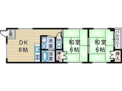 アートプラザ利倉西(2DK/3階)の間取り写真