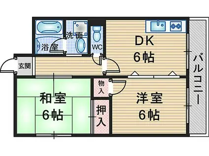 レジデンスマロン弐番館(2DK/3階)の間取り写真