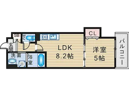 クリエオーレ箕輪(1LDK/3階)の間取り写真