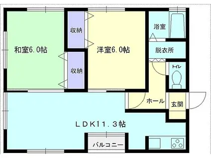 JR奥羽本線 横手駅 徒歩19分 2階建 築30年(2LDK/1階)の間取り写真
