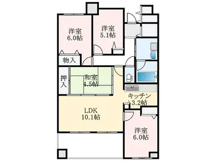 南海高野線 金剛駅 徒歩3分 5階建 築21年(4LDK/2階)の間取り写真