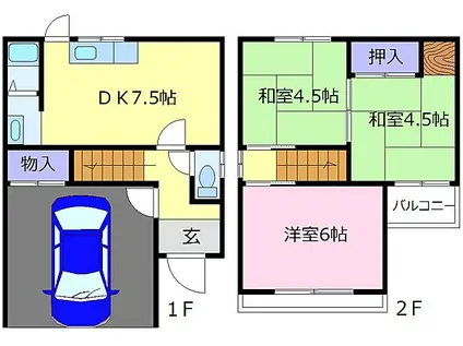 泉北高速鉄道 深井駅 徒歩29分 2階建 築46年(3DK)の間取り写真