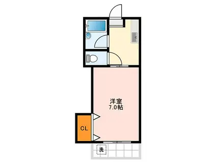 南海高野線 金剛駅 徒歩3分 2階建 築38年(1K/1階)の間取り写真