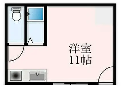 南海高野線 狭山駅 徒歩3分 3階建 築38年(ワンルーム/2階)の間取り写真