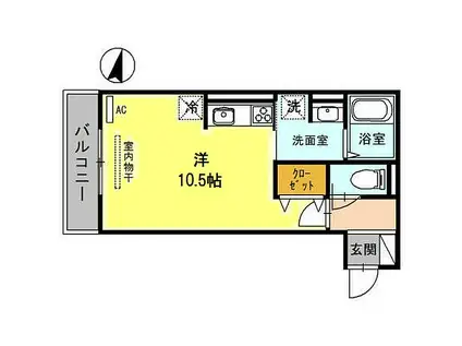 南海高野線 大阪狭山市駅 徒歩3分 2階建 築8年(1K/1階)の間取り写真