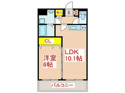 シンフォニー 加治木(1LDK/2階)の間取り写真