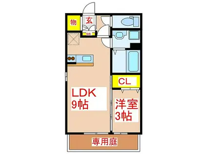 メルベーユKII(1LDK/1階)の間取り写真