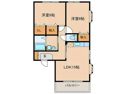 末吉大丸マンションA棟(2LDK/3階)の間取り写真