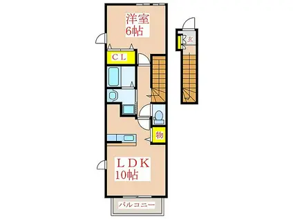 CASARIVIERA(1LDK/2階)の間取り写真