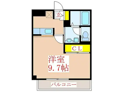 フリーデ中央1番館(1K/4階)の間取り写真