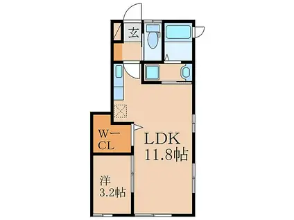 クレインソフィア(1LDK/1階)の間取り写真