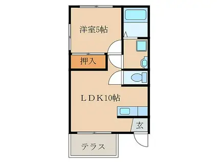 ヒルズハイアット(1LDK/1階)の間取り写真