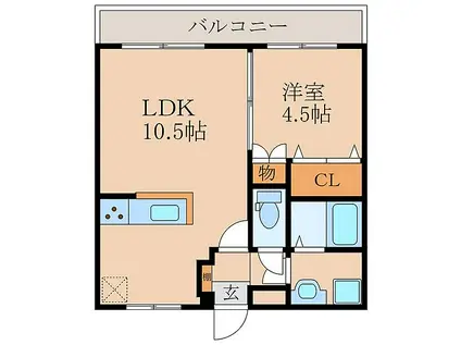 エンタープライスマンション(1LDK/1階)の間取り写真